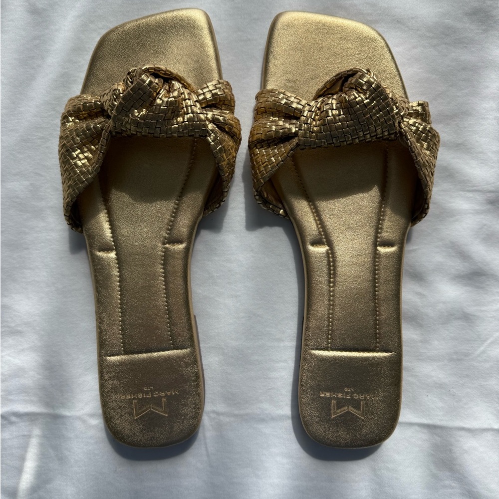 Marc Fisher Braided Knot Gold Sandals
